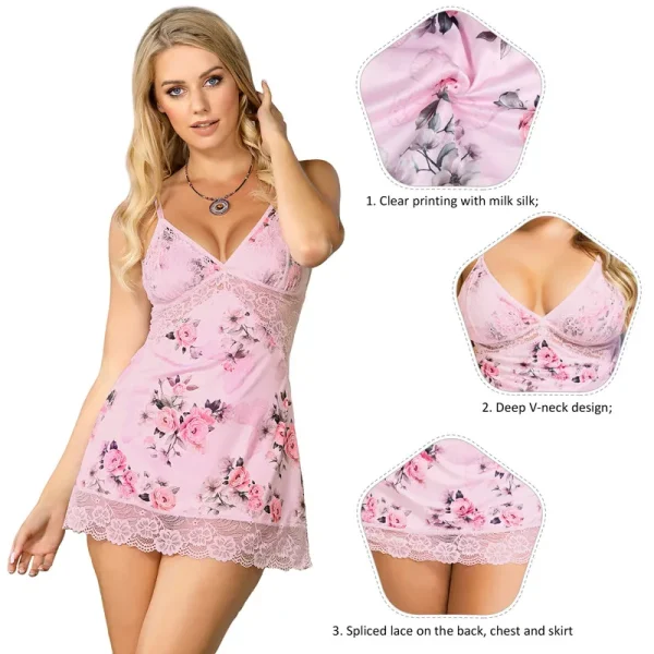 Ensemble nuisette et string floral grande taille