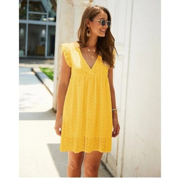 Robe bohème hippie jaune