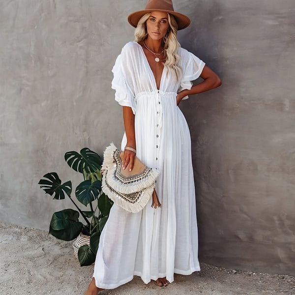 Robe longue hippie blanche