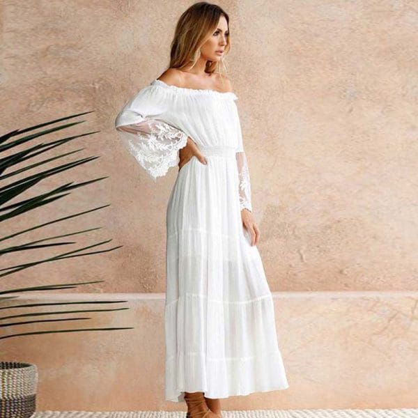 Robe blanche style bohème