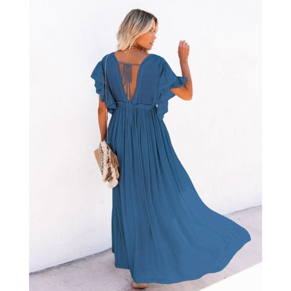 Robe longue bohème bleu marine