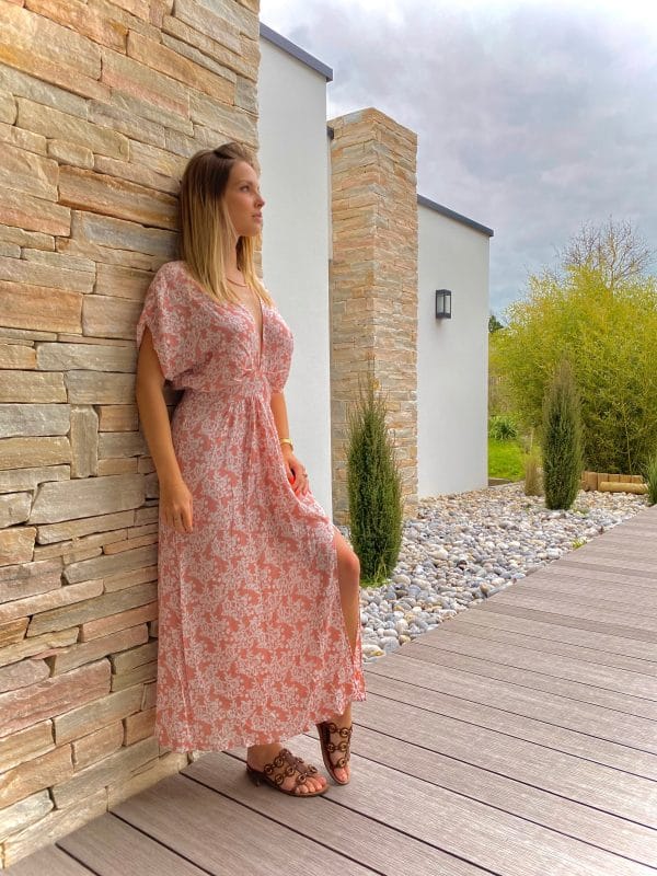 Robe bohème en rose poudré