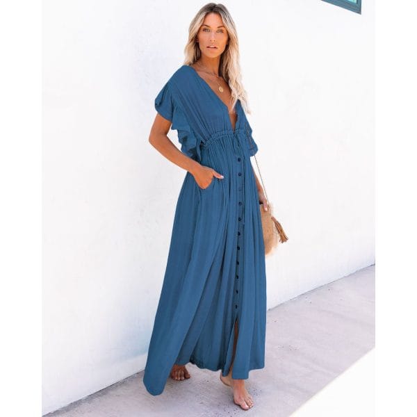 Robe longue bohème bleu marine